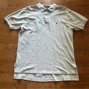 Vtg Polo Ralph Lauren Polo Shirt Men Pony Short Sleeve Cotton Oatmeal Beige